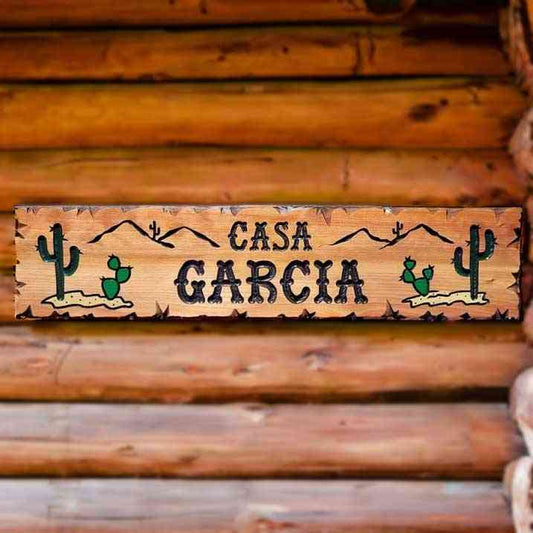 Custom Wood Sign w Colored Cacti