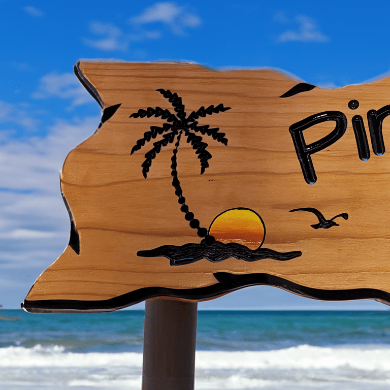 Palm Tree Sunset Sign, Personalized Sign, Carved Wood Signs, Beach Sign, Pool Sign, Custom Signs, Wedding Gift, Bar Signs, deals Christmas Gift