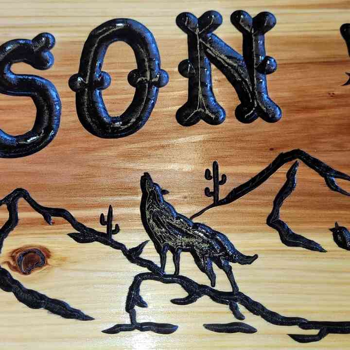 Custom Camping Signs w Wolf Silhouette