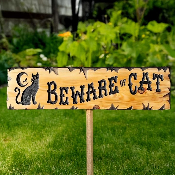 Custom Wood Sign W Kitty - Calico Wood Signs