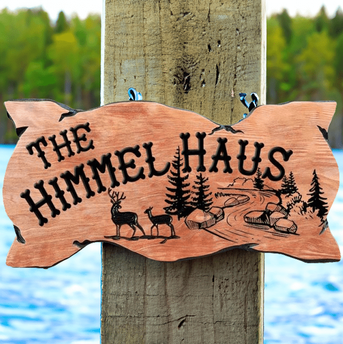 Custom Wood Sign w Mountain & Deer