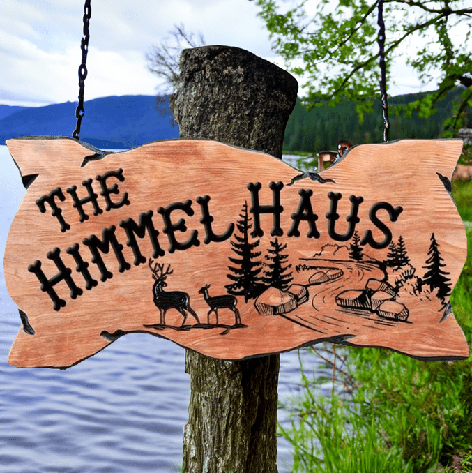 Custom Wood Sign w Mountain & Deer