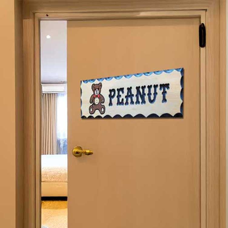 Custom Wood Sign w Teddy Bear - Calico Wood Signs