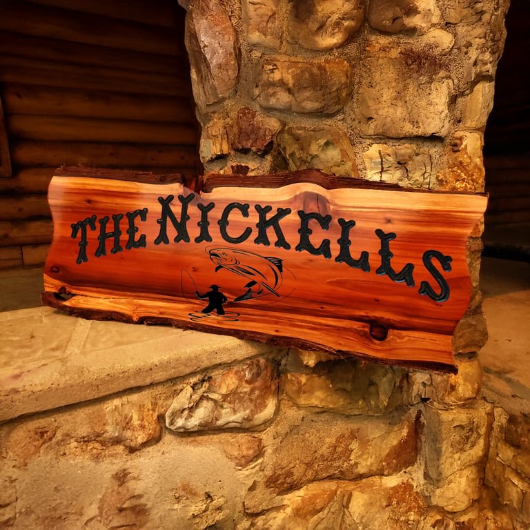 Gone Fishing Sign Silhouetted - Calico Wood Signs