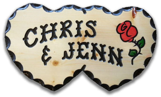 Heart Rose Wood Sign - Calico Wood Signs