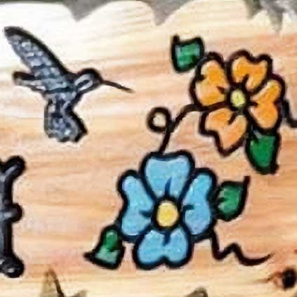 Hummingbird and Flowers Wooden Sign