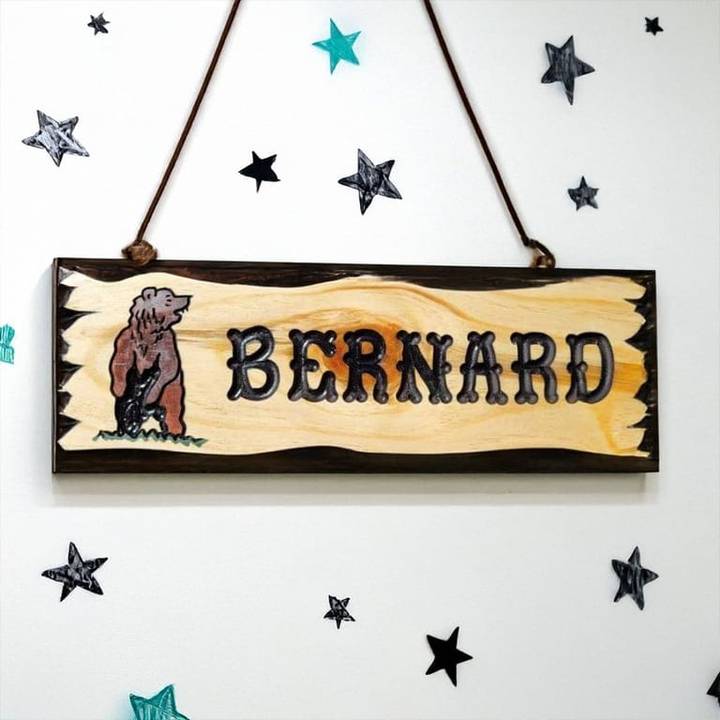 Kids Room Sign with Bear