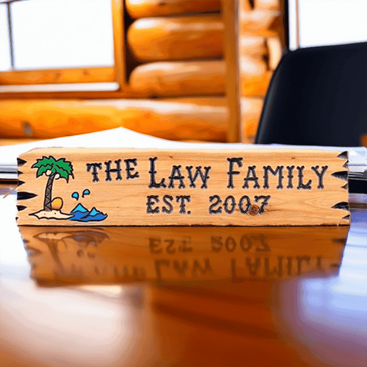 Palm Tree wood Sign with Sunset