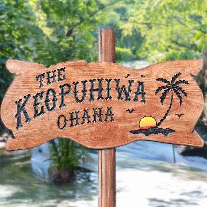 Custom Beach House Signs with Palm Tree