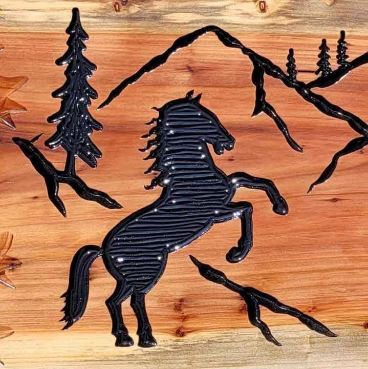 Ranch Sign w Horses Mountain Scene