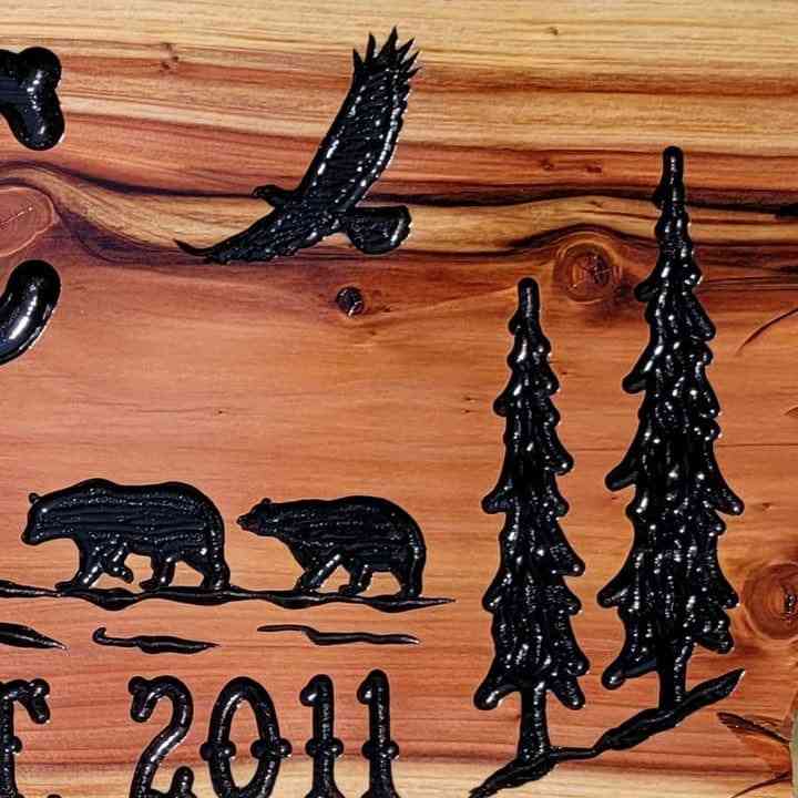 Personalized Camping Signs w Bears Deer Hawk