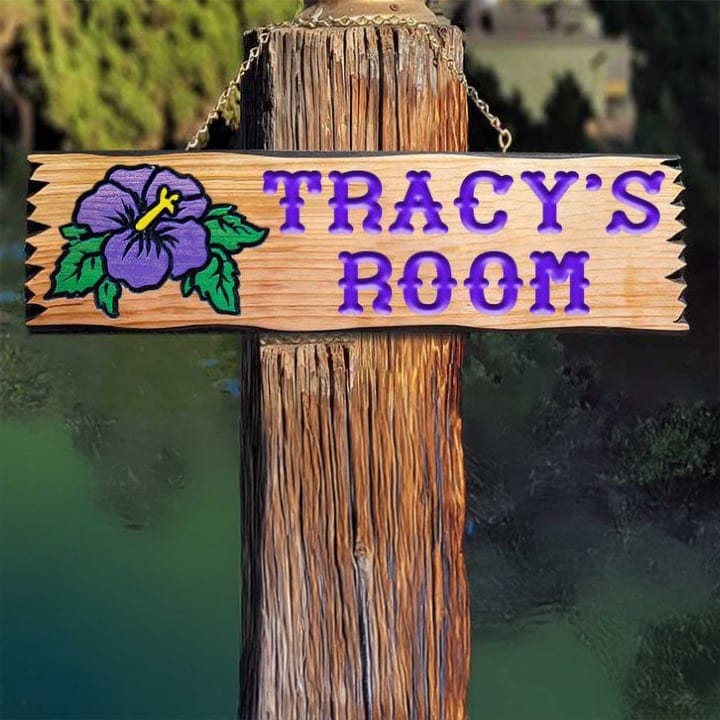 Hibiscus Kids Room Wood Sign