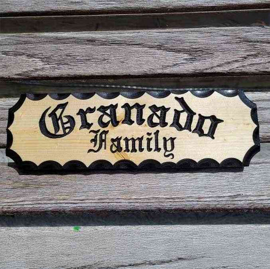 Wooden Family Name Signs in Old English