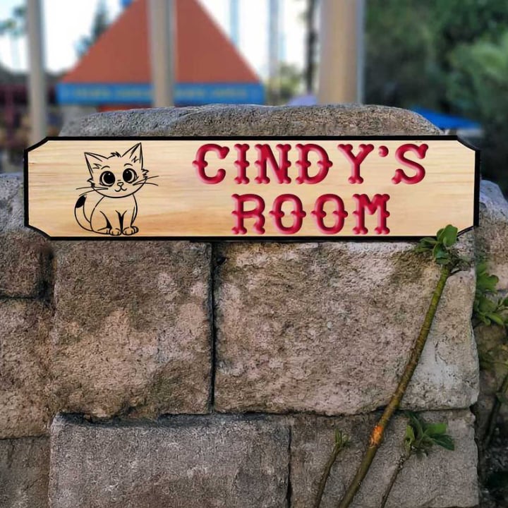 Kitty Kids Room Wood Sign - Calico Wood Signs