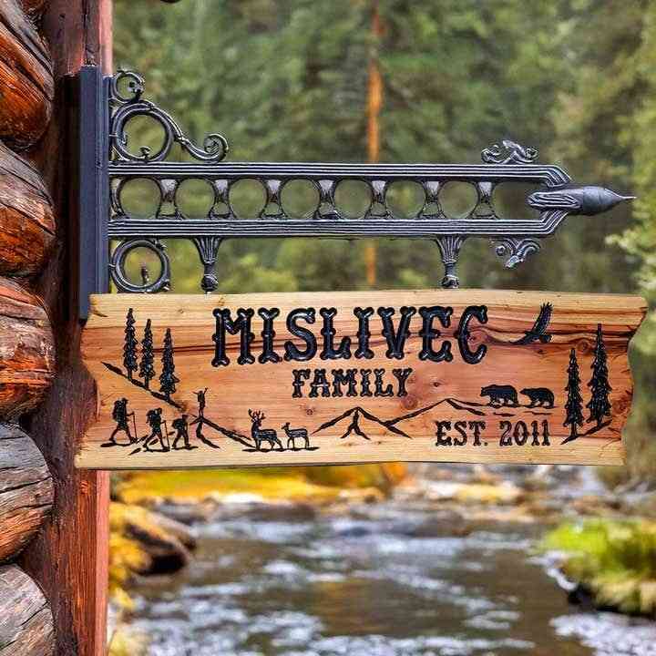 Personalized Camping Signs w Bears Deer Hawk