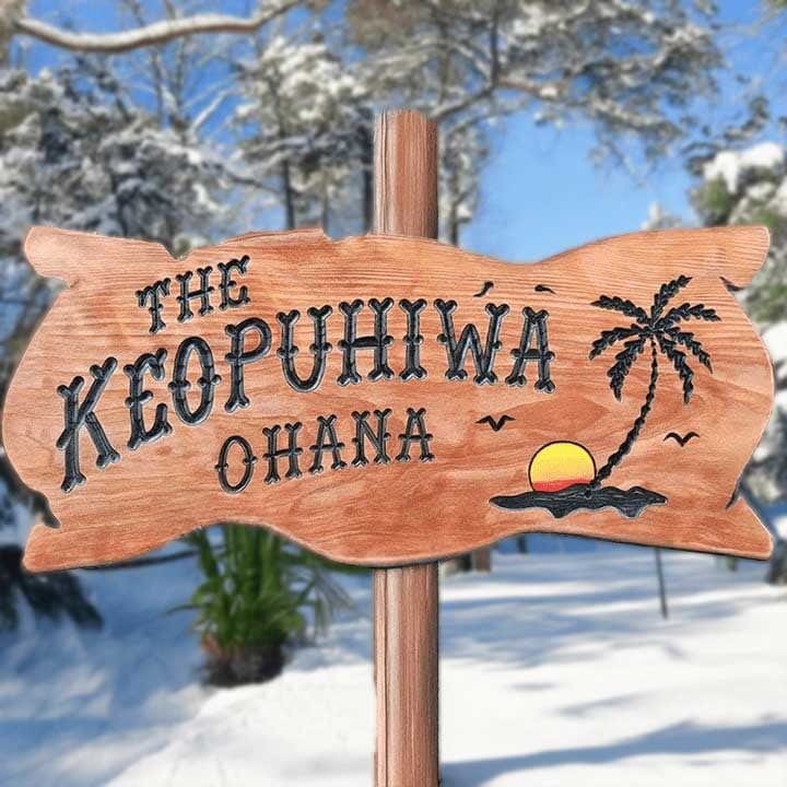 Custom Beach House Signs with Palm Tree