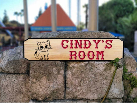 Kitty Kids Room Wood Sign