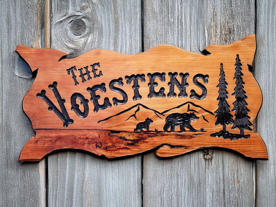 Trees and bears wood sign for your forest retreat - Calico Wood Signs