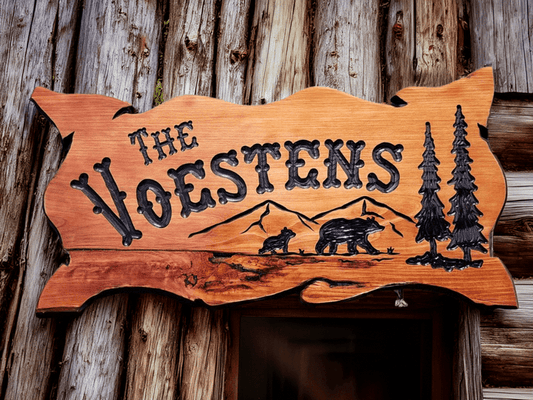 Trees / bears forest retreat wood sign