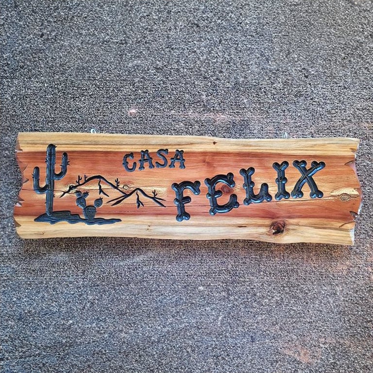 Wood Burned Signs Featuring Cactus Silhouette - Calico Wood Signs