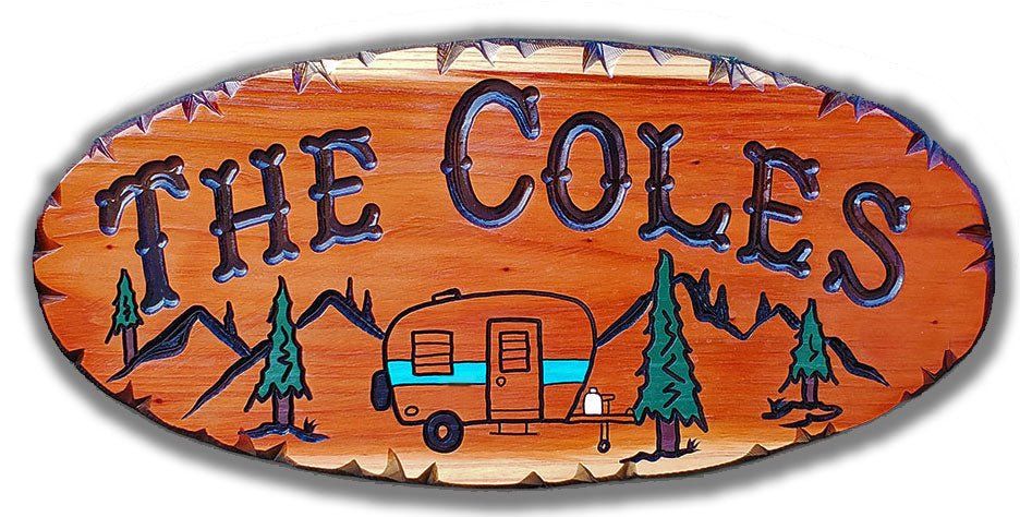 Wood Sign Camper Forest Trees - Calico Wood Signs