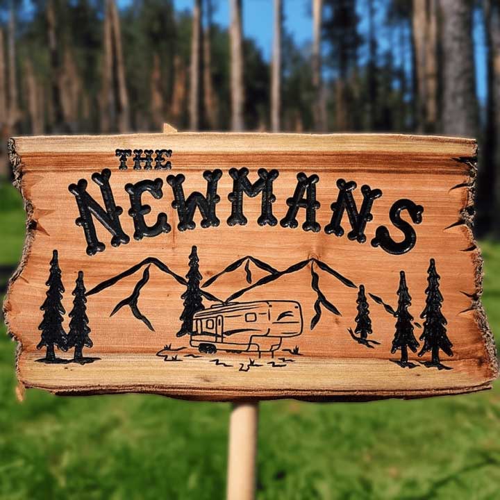 wooden camper signs w Camper Silhouette