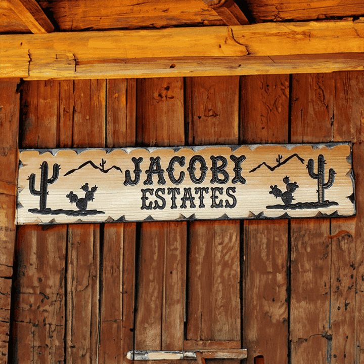 Wooden Home Decor Signs w Cacti Silhouettes