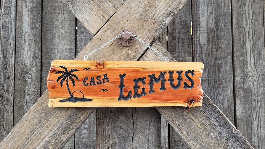 Beach Signs with Palm Tree Silhouette - Calico Wood Signs