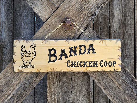 Chicken Outlined Wooden Farm Signs - Calico Wood Signs