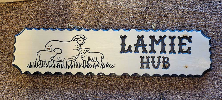 Custom Wood Farm Signs Featuring a Sheep - Calico Wood Signs