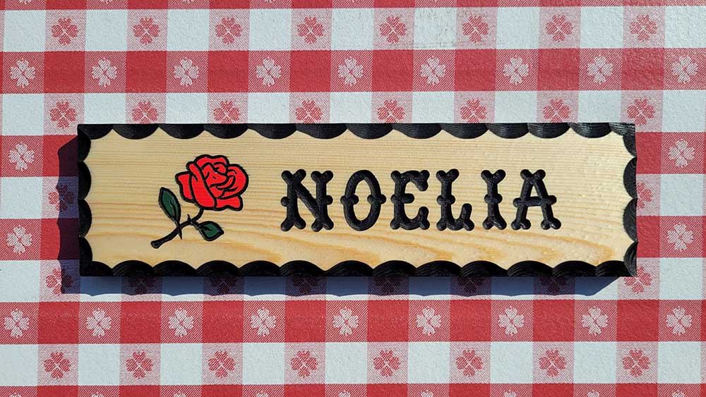Custom Wood Name Signs with Rose - Calico Wood Signs