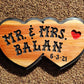 Mr and Mrs Wood Sign Double Heart - Calico Wood Signs