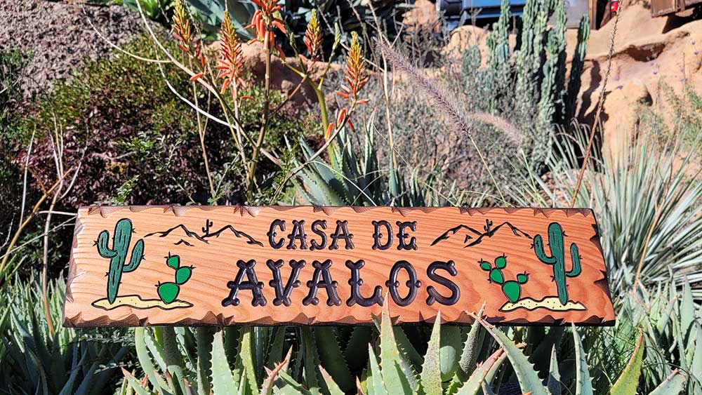 Outdoor Wooden Signs with Cactus Desert Scene - Calico Wood Signs
