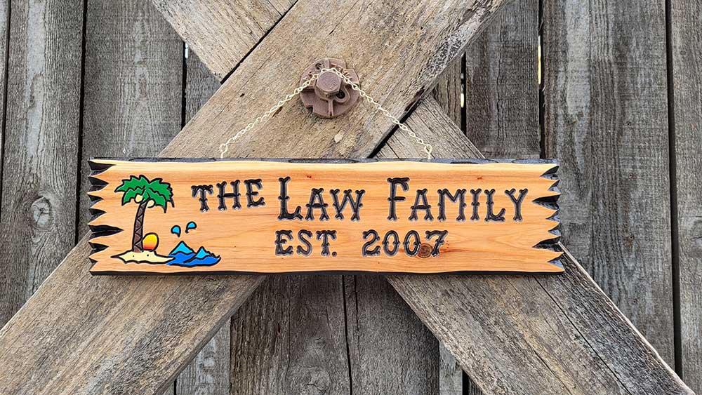 Palm Tree Sign with Sunset - Calico Wood Signs