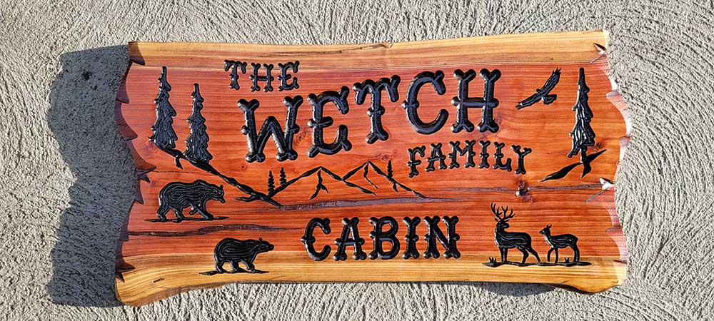 Personalized Camping Signs with Bears, Deer and Hawk - Calico Wood Signs