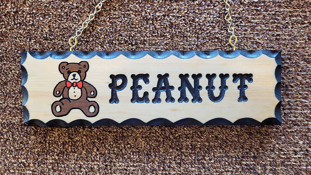 Personalized Wooden Name Signs with Teddy Bear - Calico Wood Signs