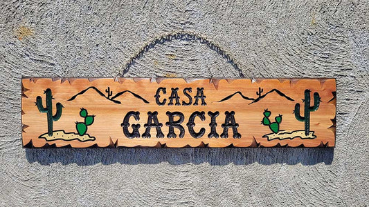 Unfinished Wood Signs with Colored Cacti - Calico Wood Signs