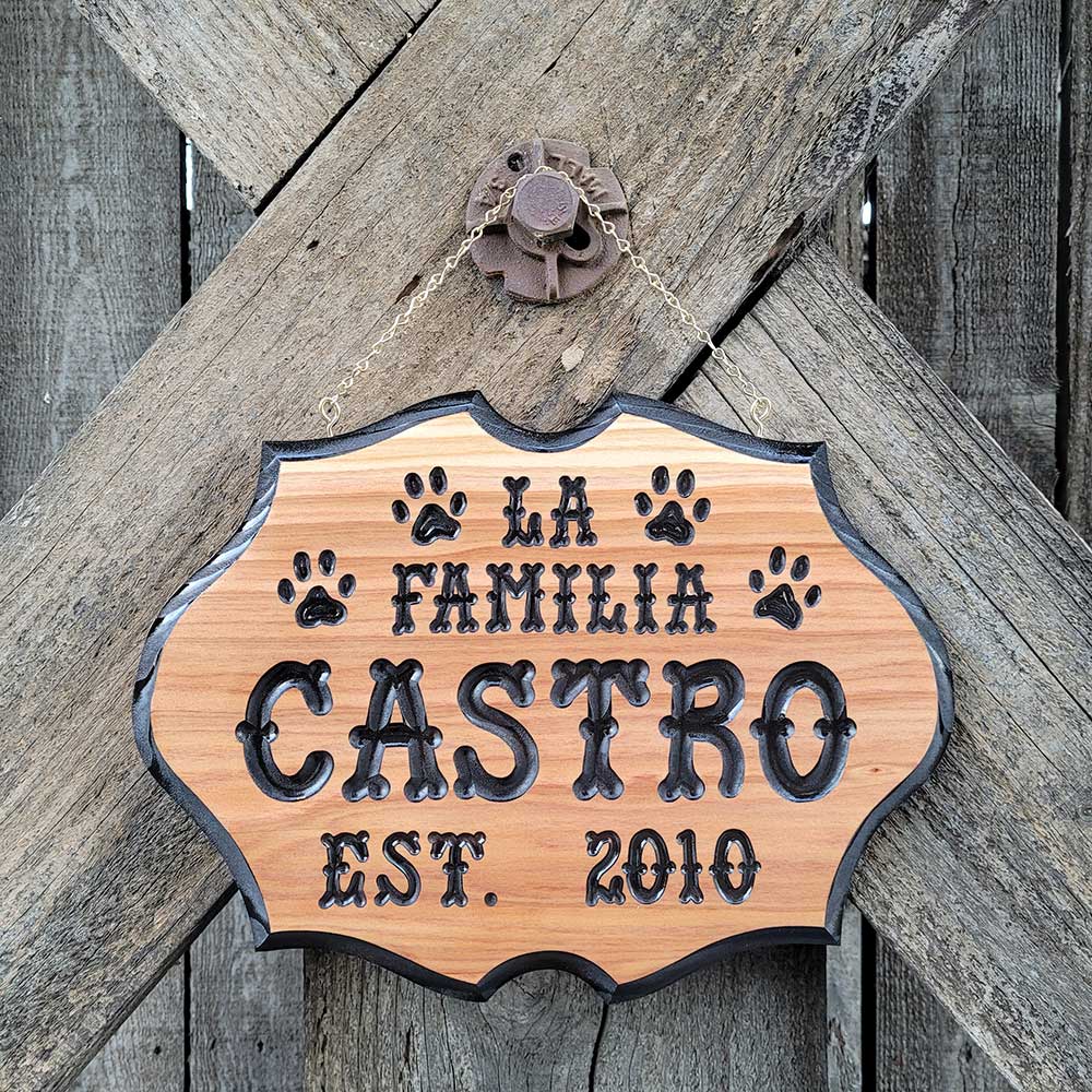 Welcome Sign with Dog Paw - Calico Wood Signs