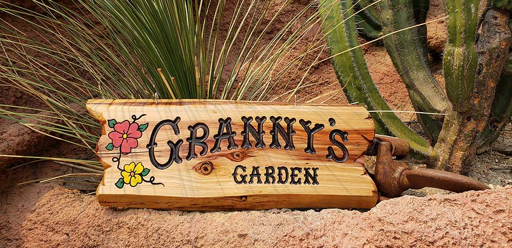 Wooden Garden Signs with Flowers - Calico Wood Signs