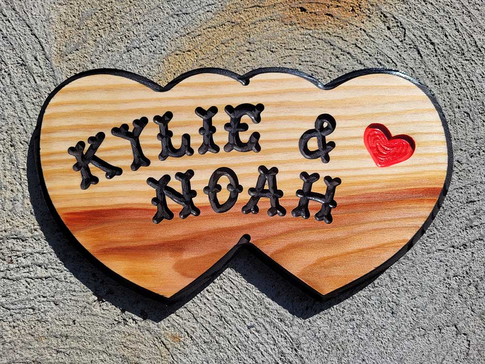 Wooden Love Sign with Red Heart - Calico Wood Signs
