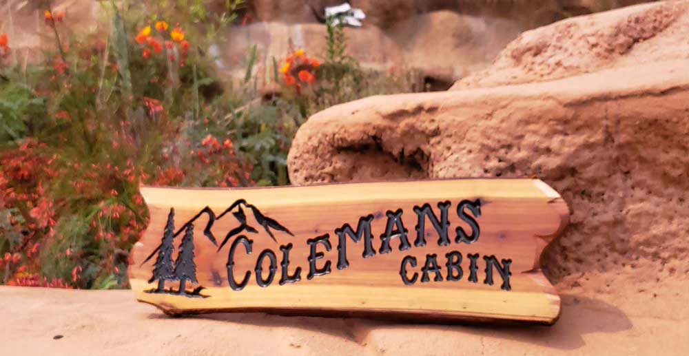 Wooden Yard Signs with Silhouetted Mountains - Calico Wood Signs